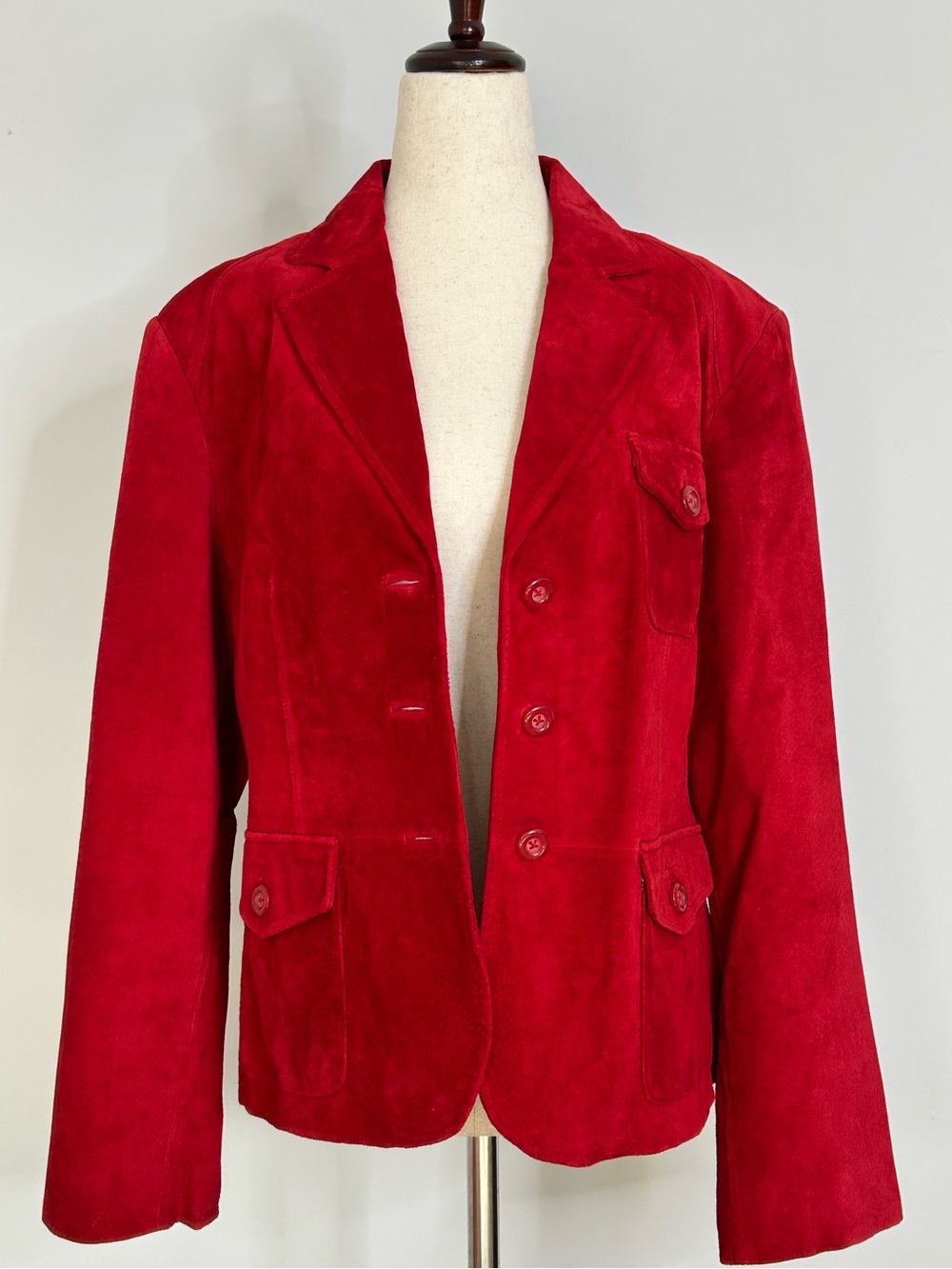 Preston & York Vintage Cherry Red Suede Leather Blazer size Large